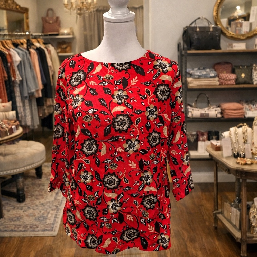 J. Jill Floral Red Women's Top S Lightweight
